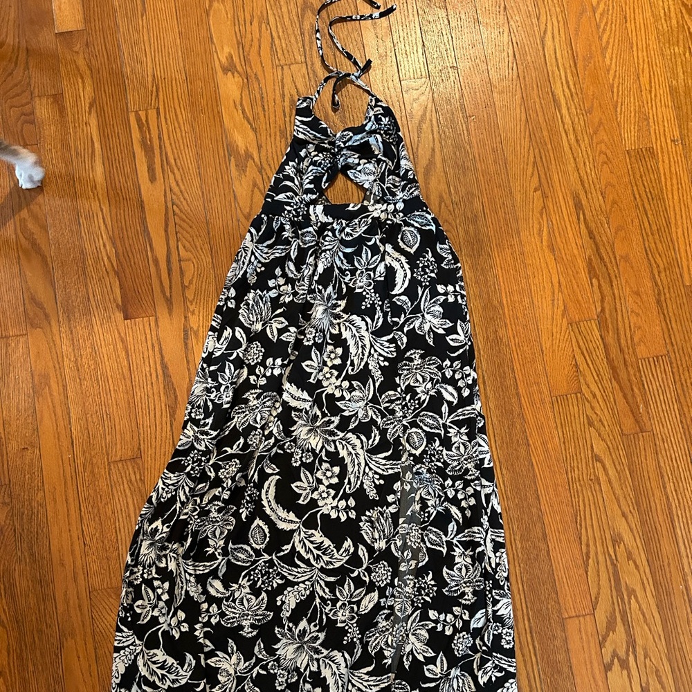 Black and white long maxi dress